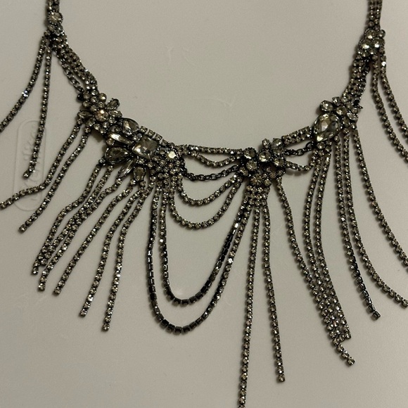NWT Express Draped Fringe Chain Necklace in black - Picture 9 of 10